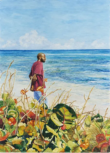 Figure beside the sea.